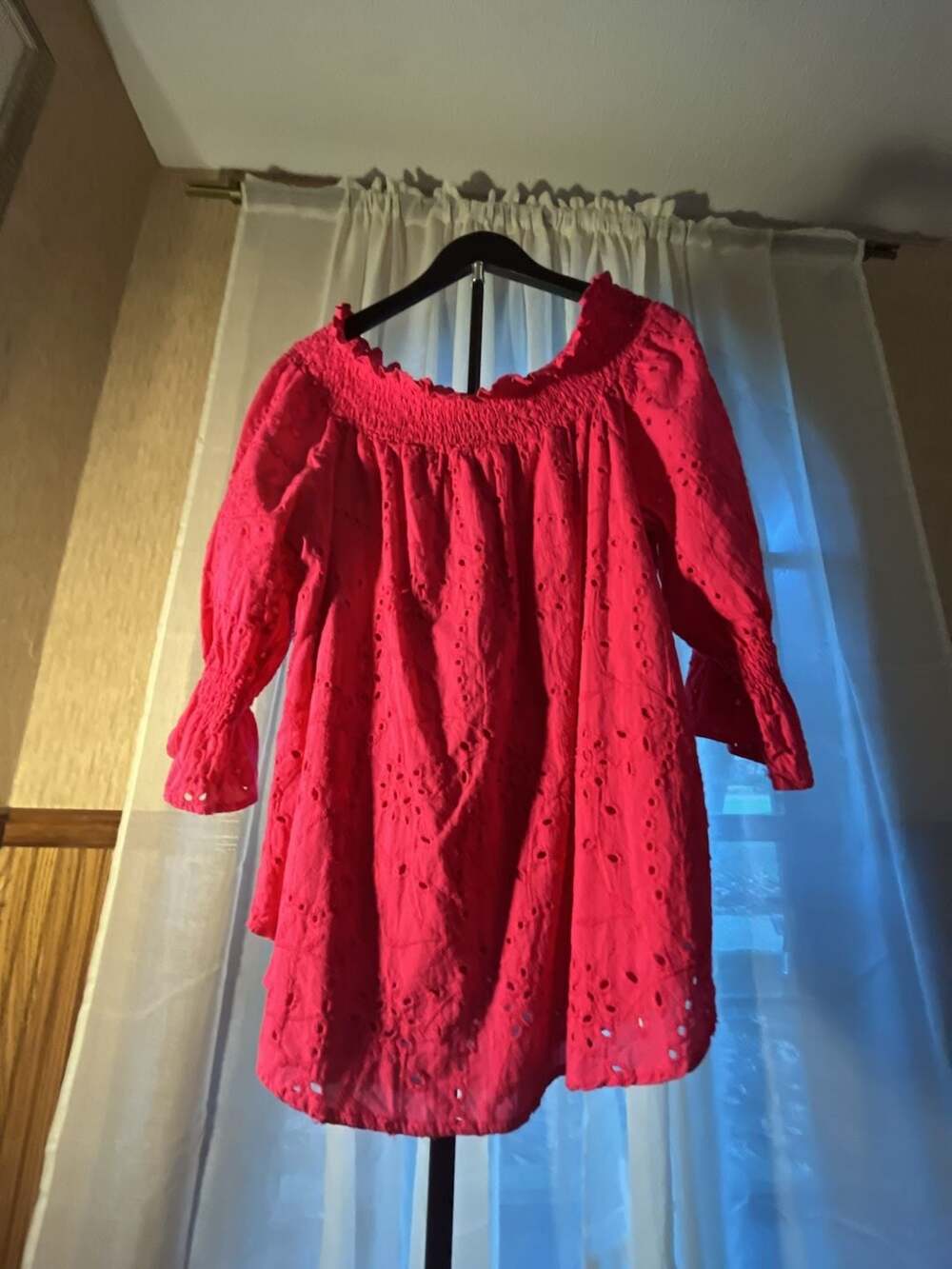 The Pioneer Woman Top Size XL Pink Eyelet Off-Shoulder Ruffle